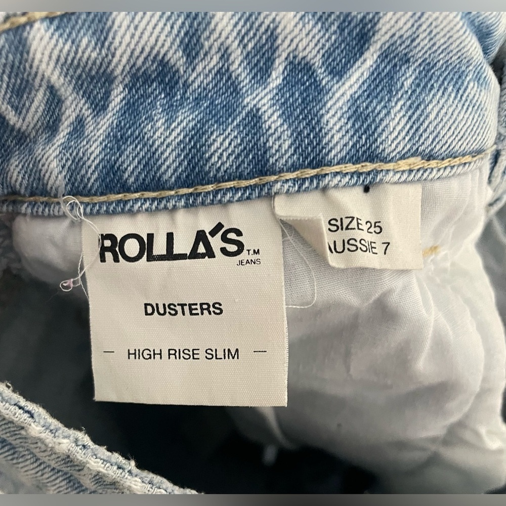 Rolla’s Jeans Women’s US 25 Dusters High Rise Slim Distressed Denim Blue Ripped - Picture 7 of 11